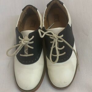 School Issue Girls Black and White Saddle Dress Shoes